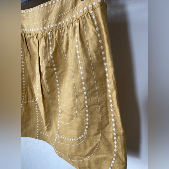 Floreat Anthropologie| Boho dot embroidered mustard skirt, size 4•••100% cotton - Picture 2 of 10